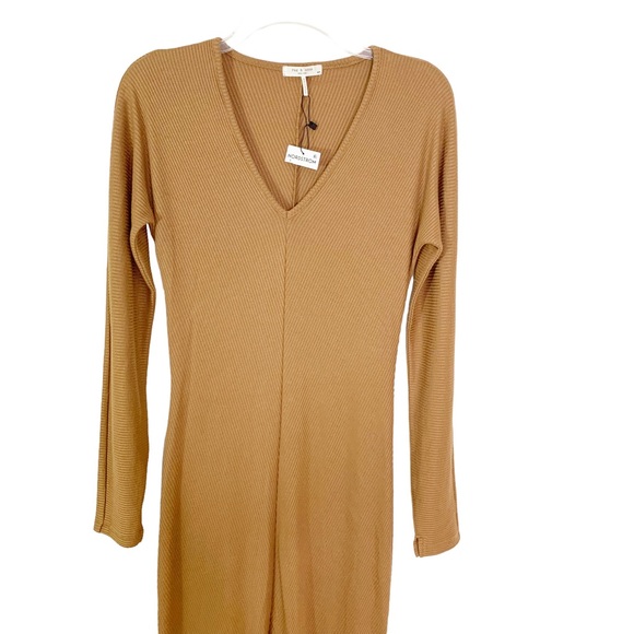 Rag & Bone The Knit Long Sleeve Rib Bias Dress in Camel Size S NWT - Picture 7 of 12